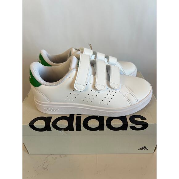 Adidas Advantage Base 2.0 Kids' Shoes White Green Size 2 - Picture 3 of 8